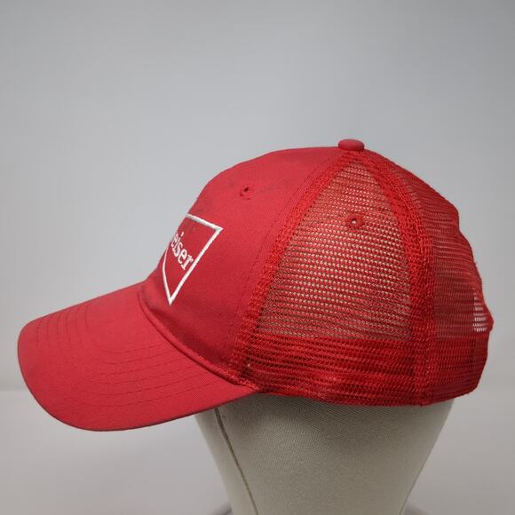 Budweiser Snapback Trucker Hat Red One Size Adjustable Embroidered Mesh Back - Picture 3 of 9